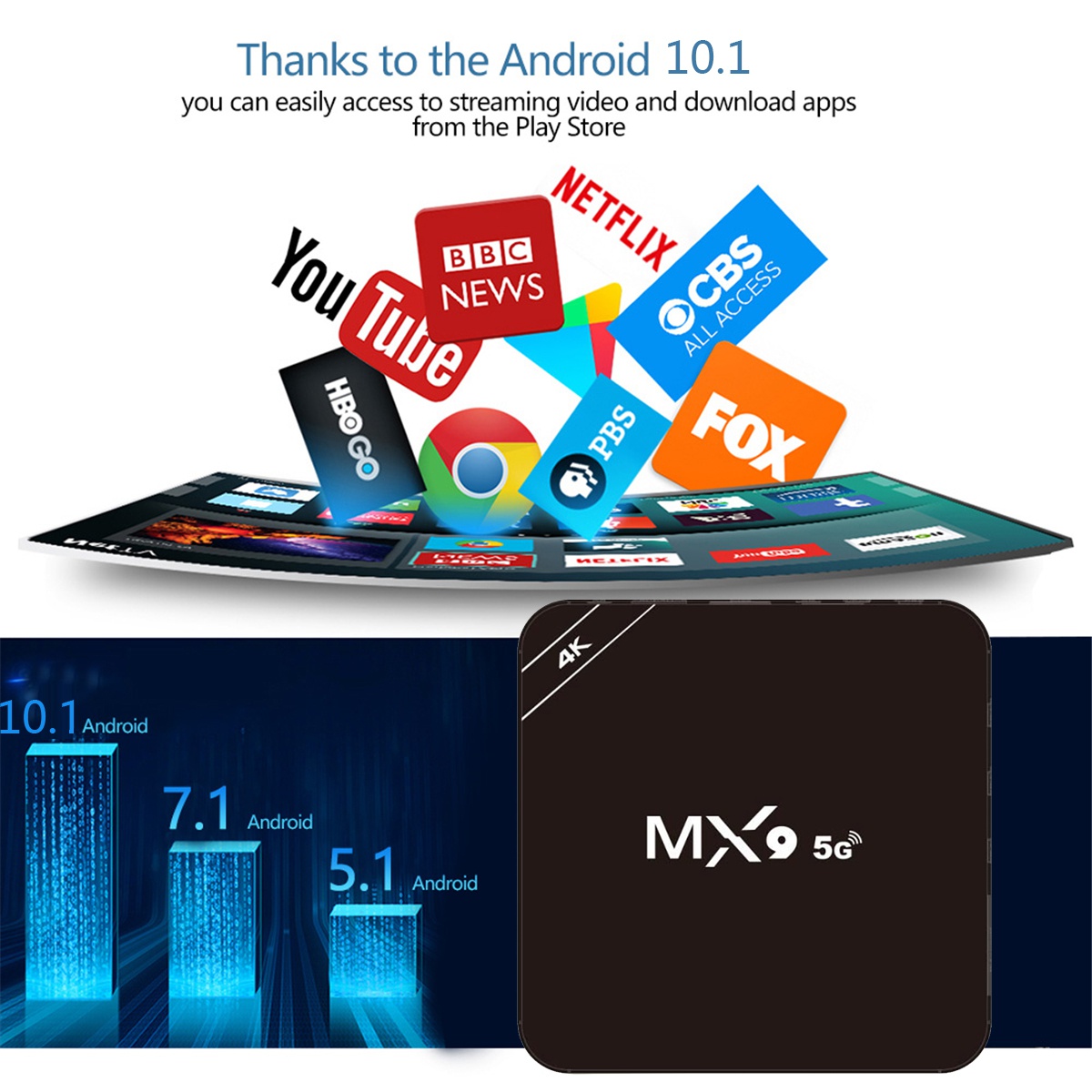 💖(64Gb) Caixa De Tv Tvbox 5g Mx9 Mx9 Android Tvbox Smart Tv Box Android 7.1 / 10.1 Jogador 3d Mxqpro Mxqpro