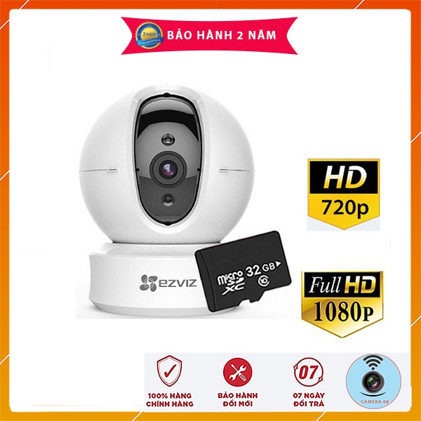 Camera Wifi Ezviz CS-CV246 C6N Full HD 1080P (2MP) - Xoay 360, Đàm Thoại 2 Chiều - Có Cổng Lan