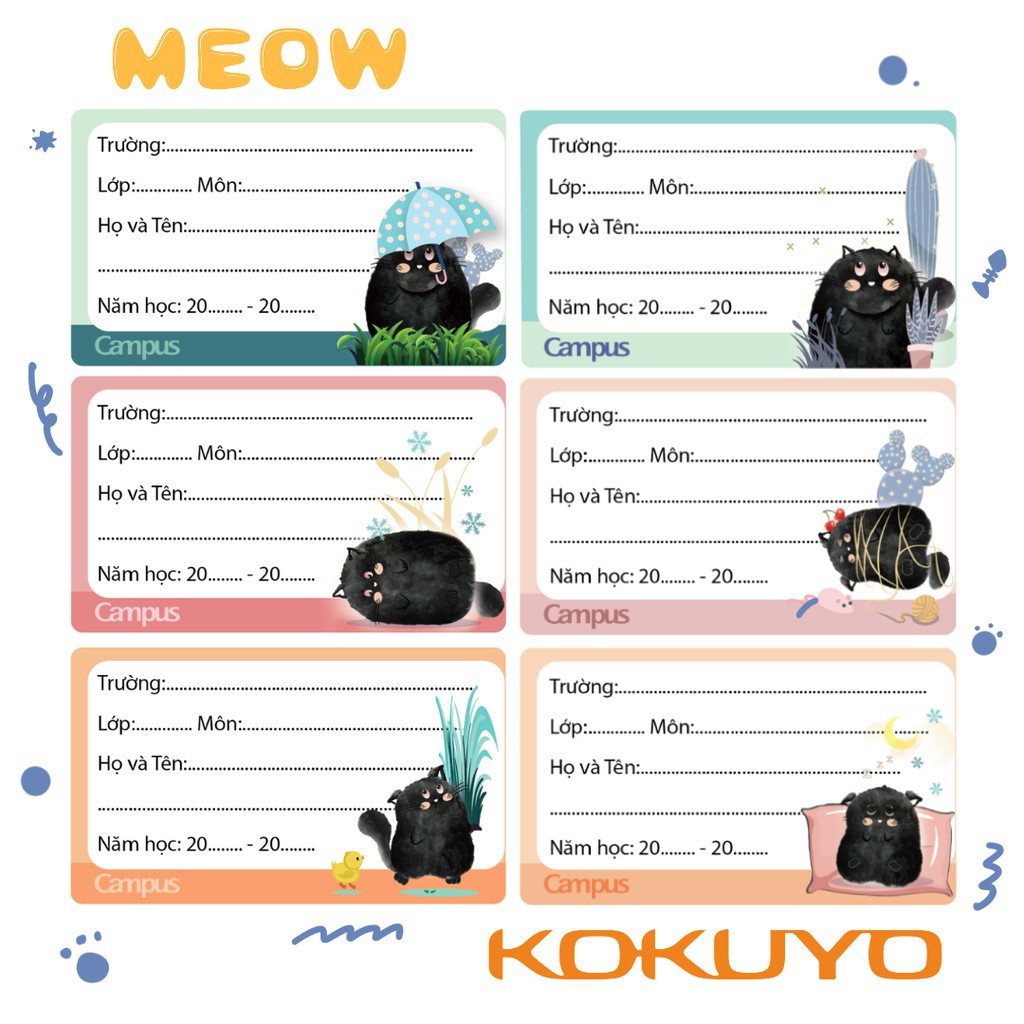 Nhãn vở Campus Meow NT-MEO-18