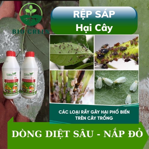 Phân bón hữu cơ vi sinh, chế phẩm sinh học TSBIO diệt rầy sinh học trị nhện đỏ sâu rệp sáp vẽ bùa bọ trĩ chai 100ml