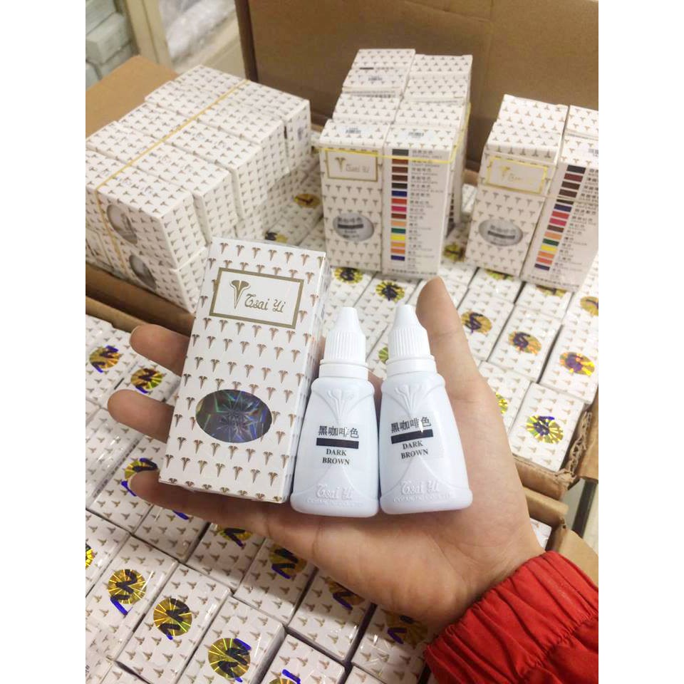 Mực xăm traiyi màu dark brown size nhỏ siêu bám, không trổ màu, chất mực đặc sánh