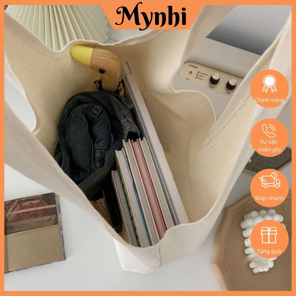 Túi tote vải đeo chéo canvas liền thân đi học đi chơi, hoạ tiết ngộ nghĩnh SHOPMYNHI SMN252