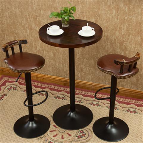 Bàn uống rượu quầy bar hộ gia đình tròn đơn giản ghế thư giãn quán cà phê kết hợp đẩu trà sữa nhỏ bằng gỗ nguyê