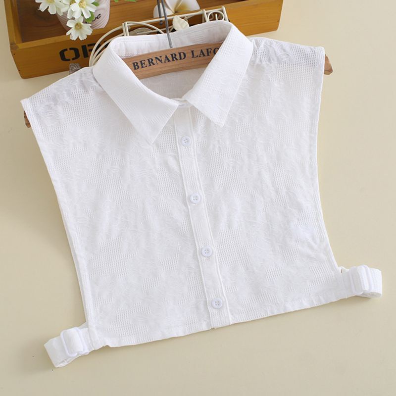 Cổ Áo Sơ Mi Ren Giả Màu Trắng Điều Chỉnh Được Cài Khuy Có Thể Tháo Rời Thời Trang Phong Cách Hàn Quốc Cho Nữ