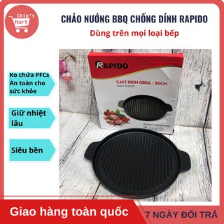 Chảo nướng chống dính BBQ Rapido cao cấp, bằng gang cực bền, dùng trên mọi loại bếp: đặc biệt là bếp từ, hồng ngoại,...