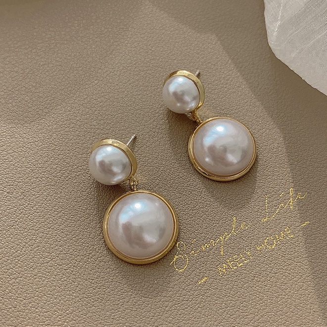 Khuyên tai đính ngọc trai giả cỡ lớn thời trang sang trọng cho nữ