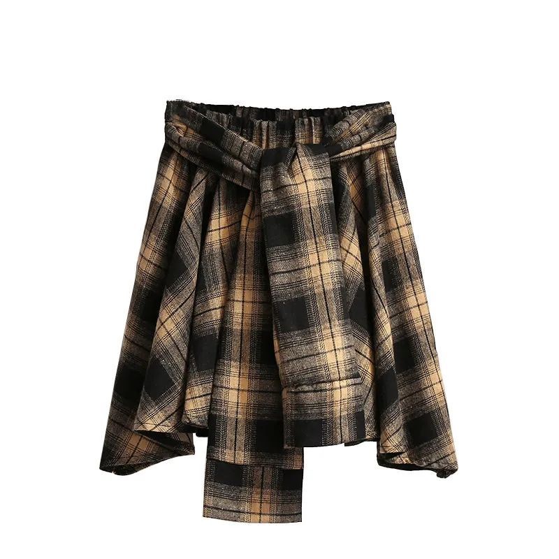 Set Áo Thun Hình Gấu Và Chân Váy Sọc Caro Thời Trang Cho Nữ