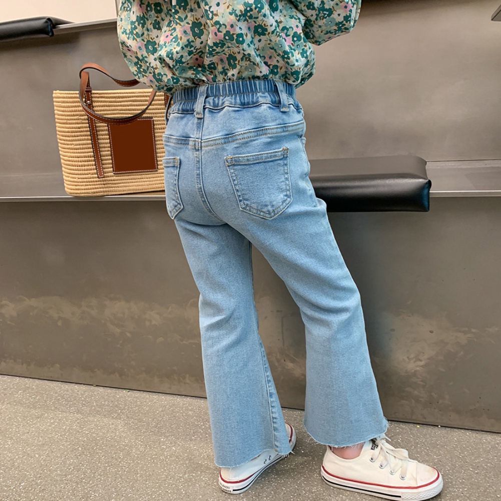Set Áo Sơ Mi Cổ Bẻ Họa Tiết Hoa Và Quần Jeans Phong Cách Hàn Quốc Cho Bé Gái