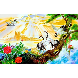 Tranh gắn cđá toàn bộ tự làm - Tranh tùng hạc diên niên