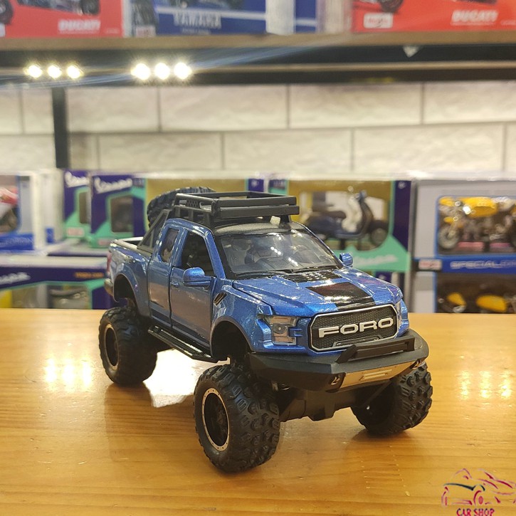 XE MÔ HÌNH SẮT FORD F150 OFFROAD Tỉ Lệ 1:32 Hãng Miniauto màu xanh