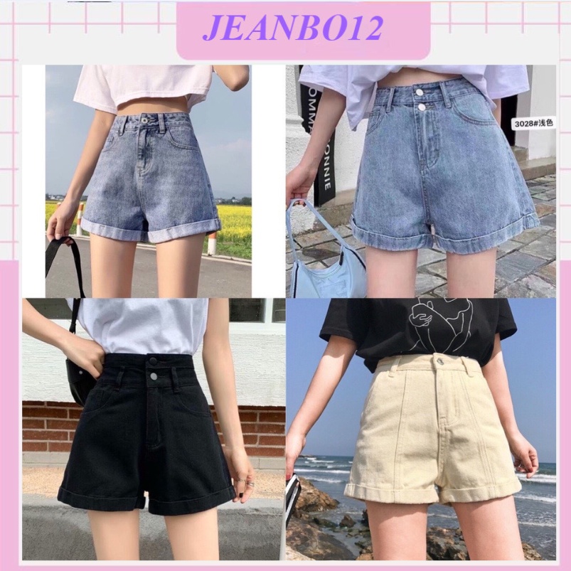 Quần sooc bò jean nữ cạp cao shorts jeans Quảng Châu phong cách Hàn Quốc sành điệu style năm 2022