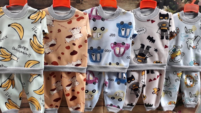 Set 5 bộ nỉ bông chất nỉ bông quảng châu đẹp cho bé trai