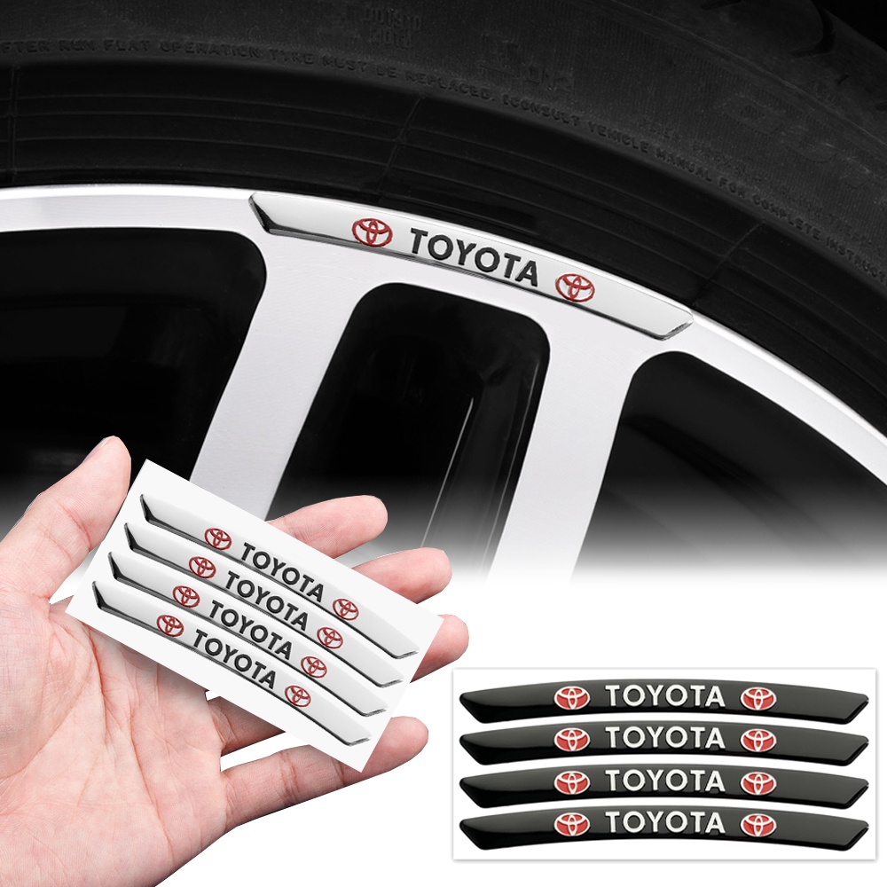 4 cái Huy hiệu Xe hơi Nhôm Bánh xe Trung tâm Sticker Dán trang trí vành xe TOYOTA cho Vios Fortuner Hilux Corolla Ralink