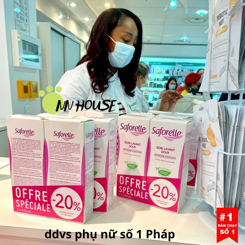 Dung dịch vệ sinh phụ nữ Saforelle 250ml khử mùi, dịu nhẹ, làm hồng vùng kín, ddvs dưỡng ẩm, tái tạo da chống lão hoá