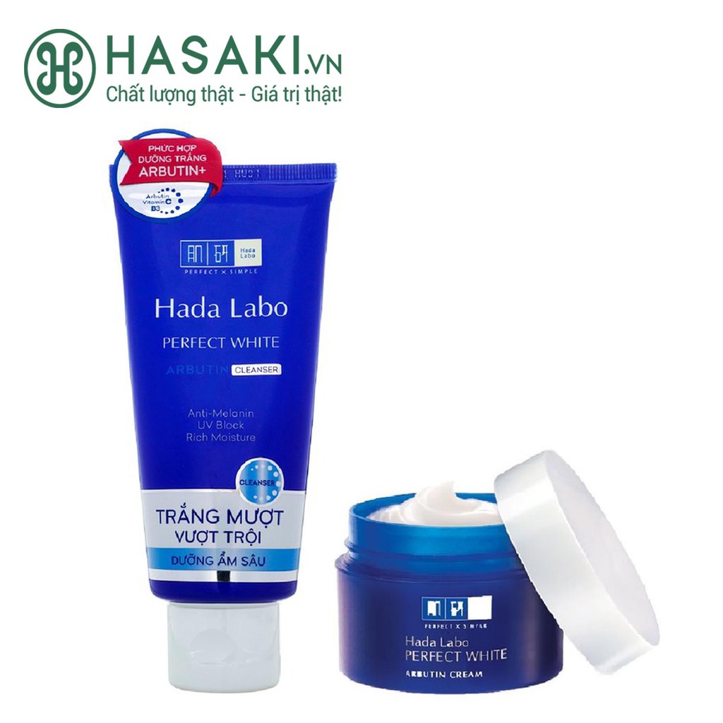 Combo Hada Labo Sữa Rửa Mặt Dưỡng Sáng Da 80g + Kem Dưỡng Sáng Da 50g
