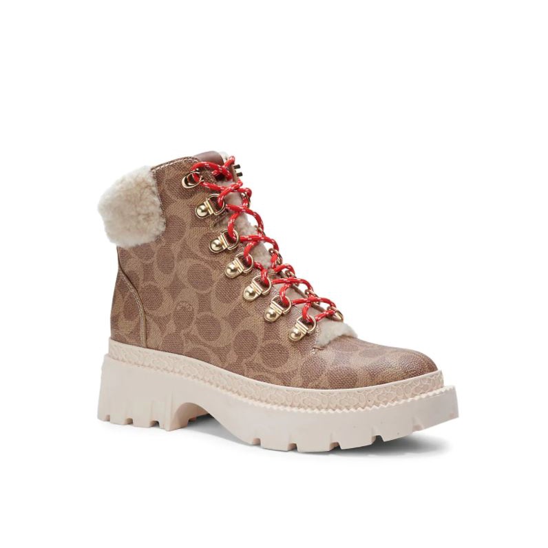 Coach Janel Signature Coated Canvas Hiking Boots