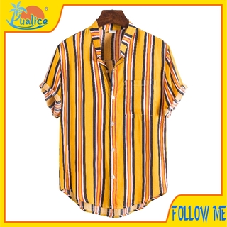 Hawaiian street fashion street hawaiian short sleeve shirt with plaid pattern