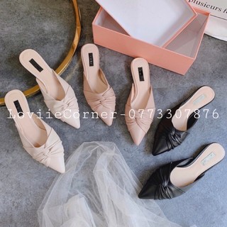 LOVIIECORNER - SỤC BỆT NỮ MŨI NHỌN NƠ XOẮN  - DÉP SỤC MŨI NHỌN THỜI TRANG NƠ XOẮN - DÉP SỤC BÍT MŨI ĐẾ BỆT - D200909