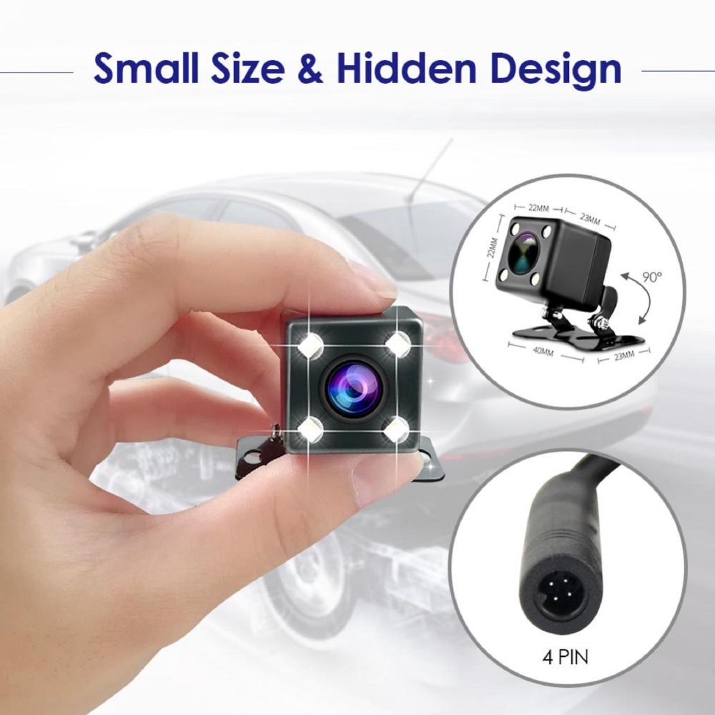 Camera Chiếu Hậu EKLEVA 2.5mm (4Pin Hoặc 5Pin) Có 4 Bóng LED Hỗ Trợ Quay Đêm Chống Thấm Nước Cho Ô Tô