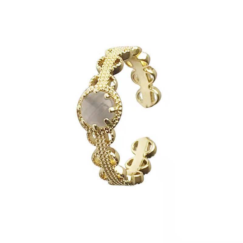 Nhẫn hở JSC có thể điều chỉnh được đính đá opal sang trọng thiết kế tinh tế cho nữ