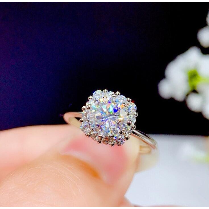 Thời trang Square Bag Ring Mạ điện PT950 Vòng kim cương carbon cao cho phụ nữ