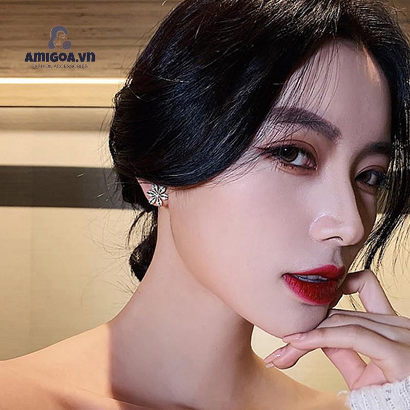 ✨✨Bông Tai Hình Cánh Hoa Đính Kim Cương Giả Vẽ Dầu Thời Trang