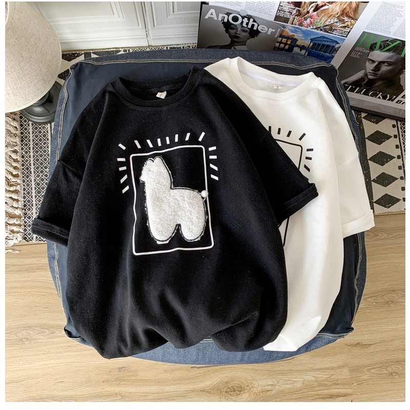 Áo phông Unisex cổ tròn dáng rộng lỡ Lạc Đà Alpaca Ulzzang nam nữ - Đi học, đi chơi form rộng thoảng mái, thoáng mát