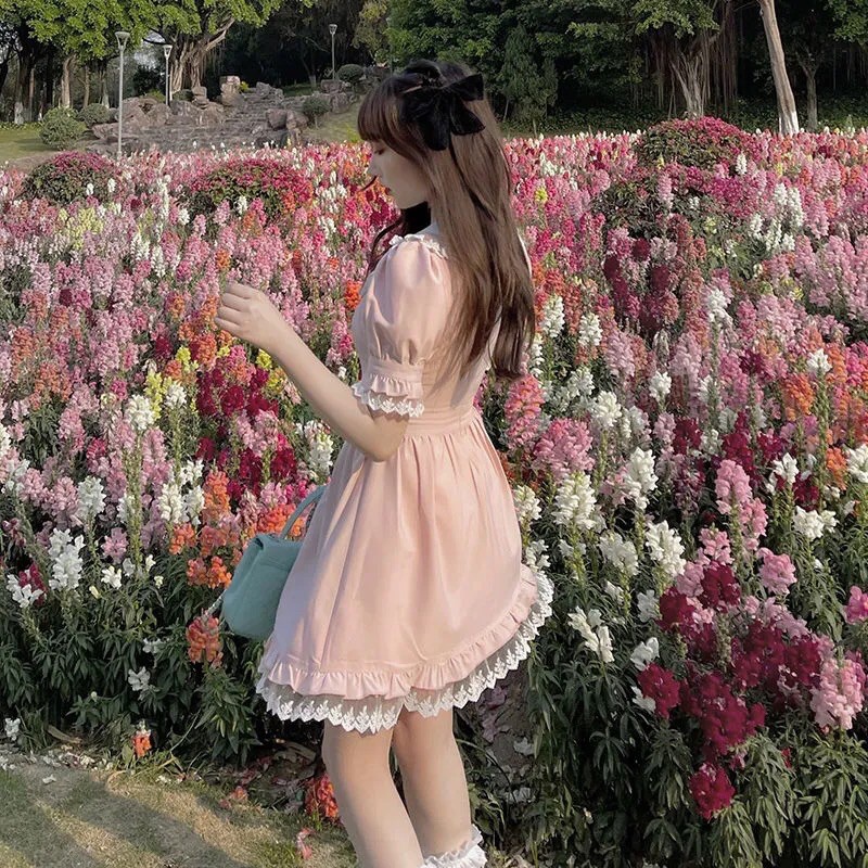 Đầm xoè tiểu thư màu hồng pastel hàng Quảng Châu loại đẹp