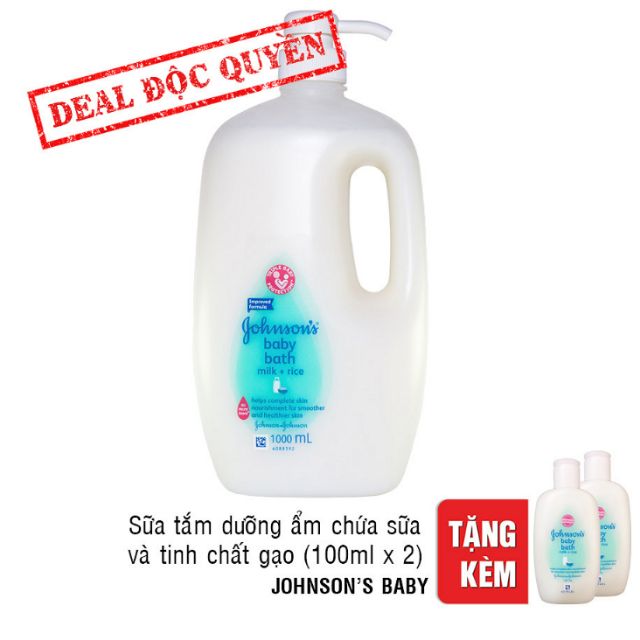 Sữa Tắm Dưỡng Ẩm Johnson’s Baby Chứa Sữa Và Tinh Chất Gạo (1L) - Tặng Kèm 2 Sữa Tắm 100ml
