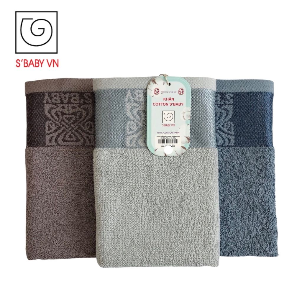 Khăn Quấn Đầu Nhanh Khô Cotton S'BABY 35x78cm Sản Xuất Từ Nguyên Liệu Tự Nhiên Mềm Mại, An Toàn Cho Da - 8936137961124
