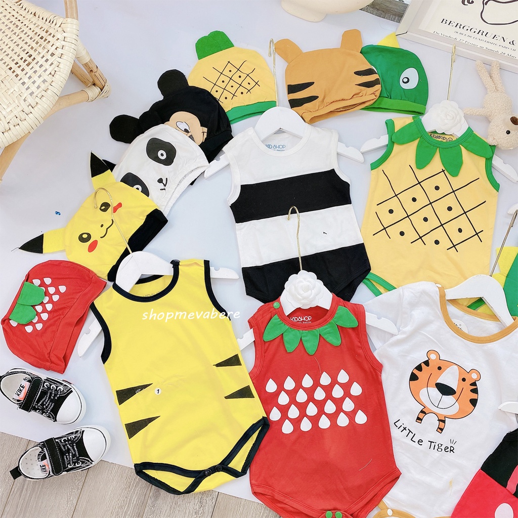 Body chip kèm mũ cho bé trai, bé gái 5-12kg hình ngộ nghĩnh-BC03