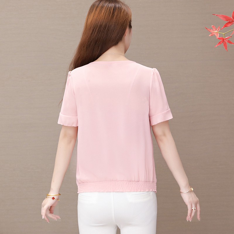 Áo Chiffon Tay Ngắn Thời Trang Dành Cho Phụ Nữ Độ Tuổi Trung Niên 30-40 50