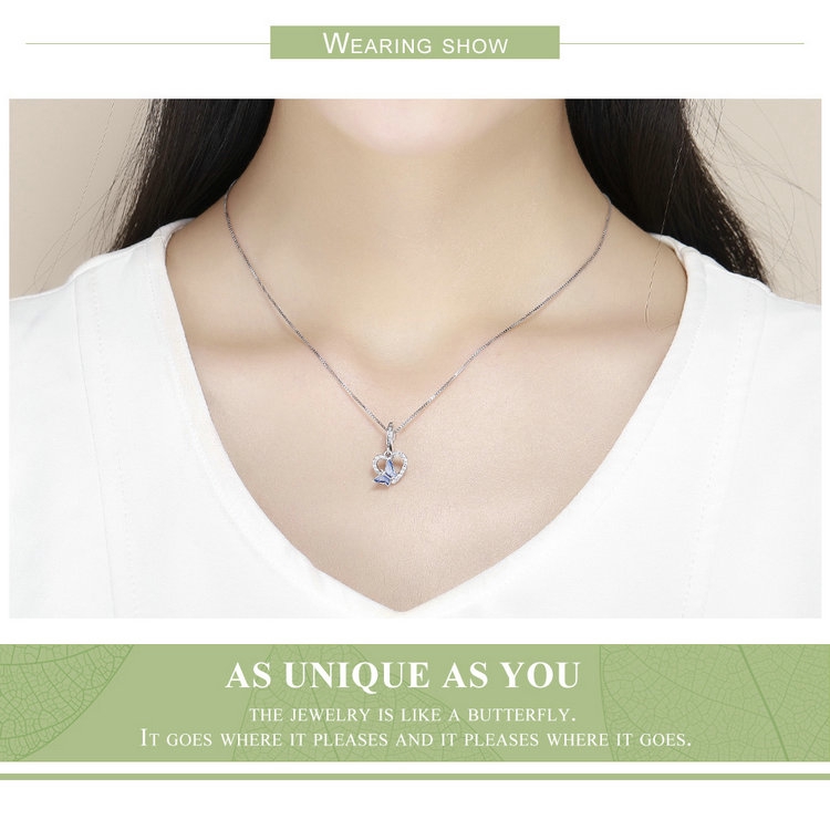 Mặt Trang Sức Bamoer Hình Trái Tim Bằng Bạc 925 Đính Đá Dùng Tự Làm Vòng Tay Nữ