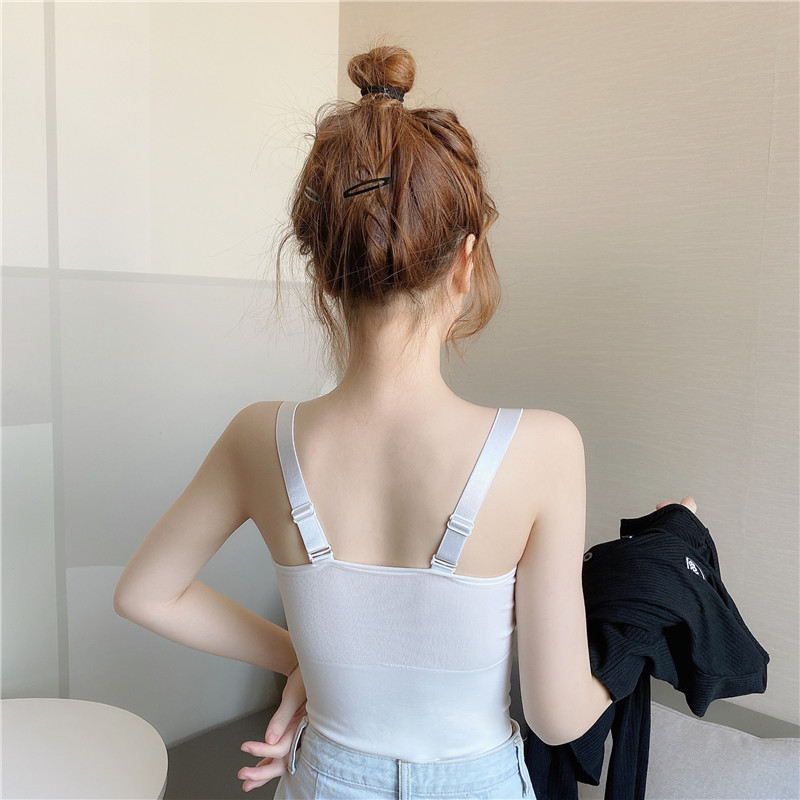 Áo kiểu hai dây croptop cổ tim có đệm ngực 4 màu tùy chọn cơ bản đáng yêu phong cách Hàn Quốc ulzzang quyến rũ cho nữ | BigBuy360 - bigbuy360.vn