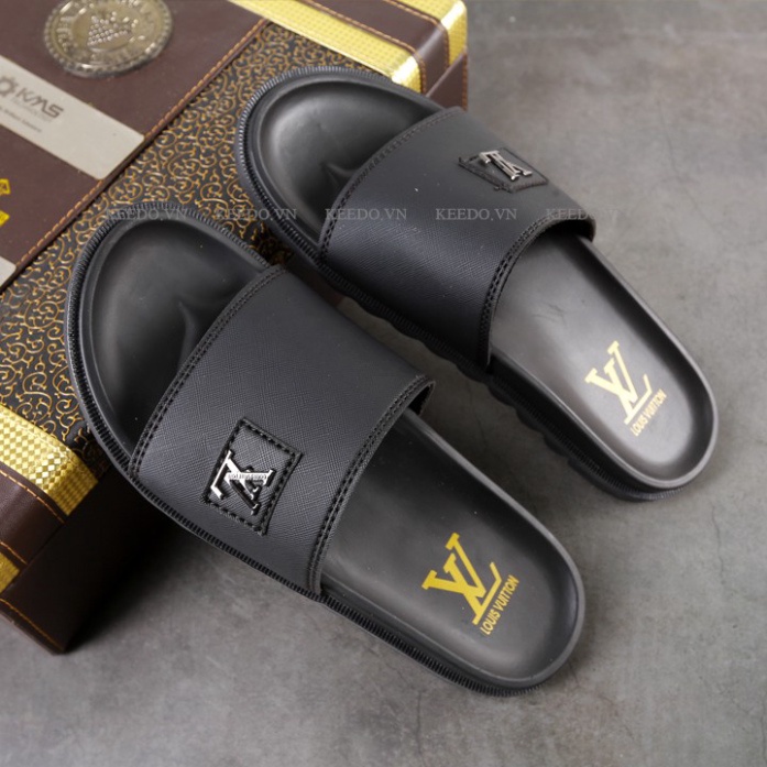 Dep nam LV giá tốt, dép nam quai ngang hàng mới, dép da nam
