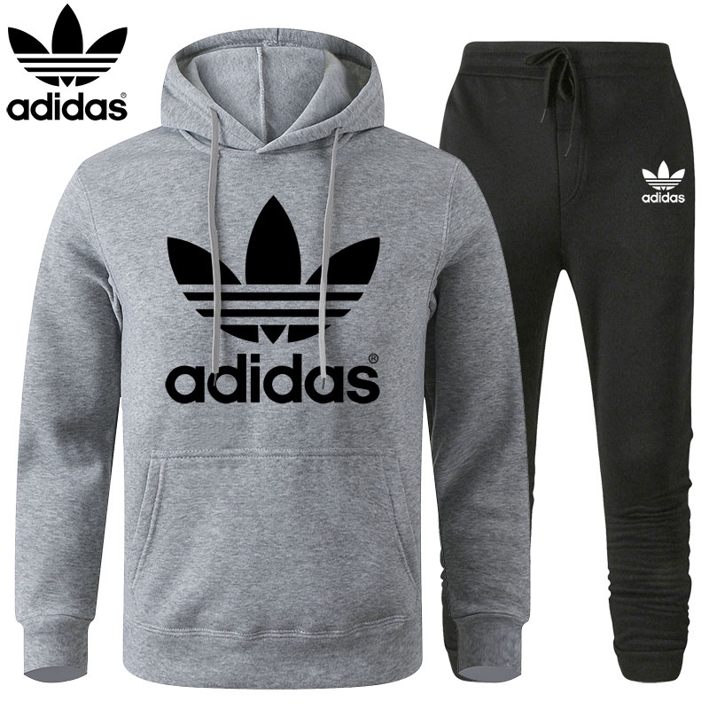 2 cái / bộ sweatsuit thu đông phụ nữ mới nam áo len trùm đầu lỏng + quần âu phù hợp với