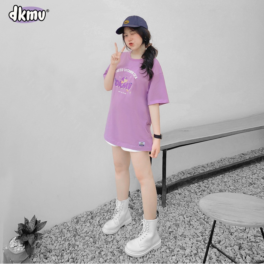 Áo thun nữ cotton màu tím oversize tay ngắn | DKMV Purple Vitamin Sea Tee