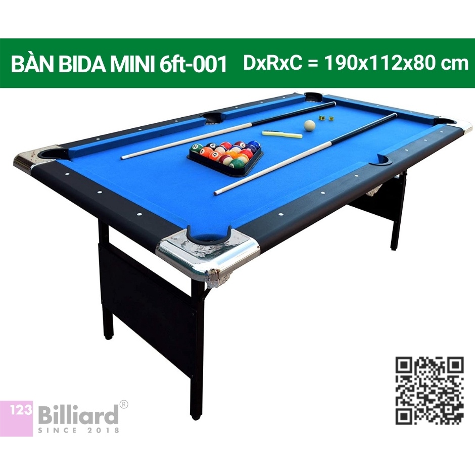 Bàn Bida Trẻ Em 06ft-001 DxRxC=190x112x80 (cm) [SIÊU THỊ BIDA]