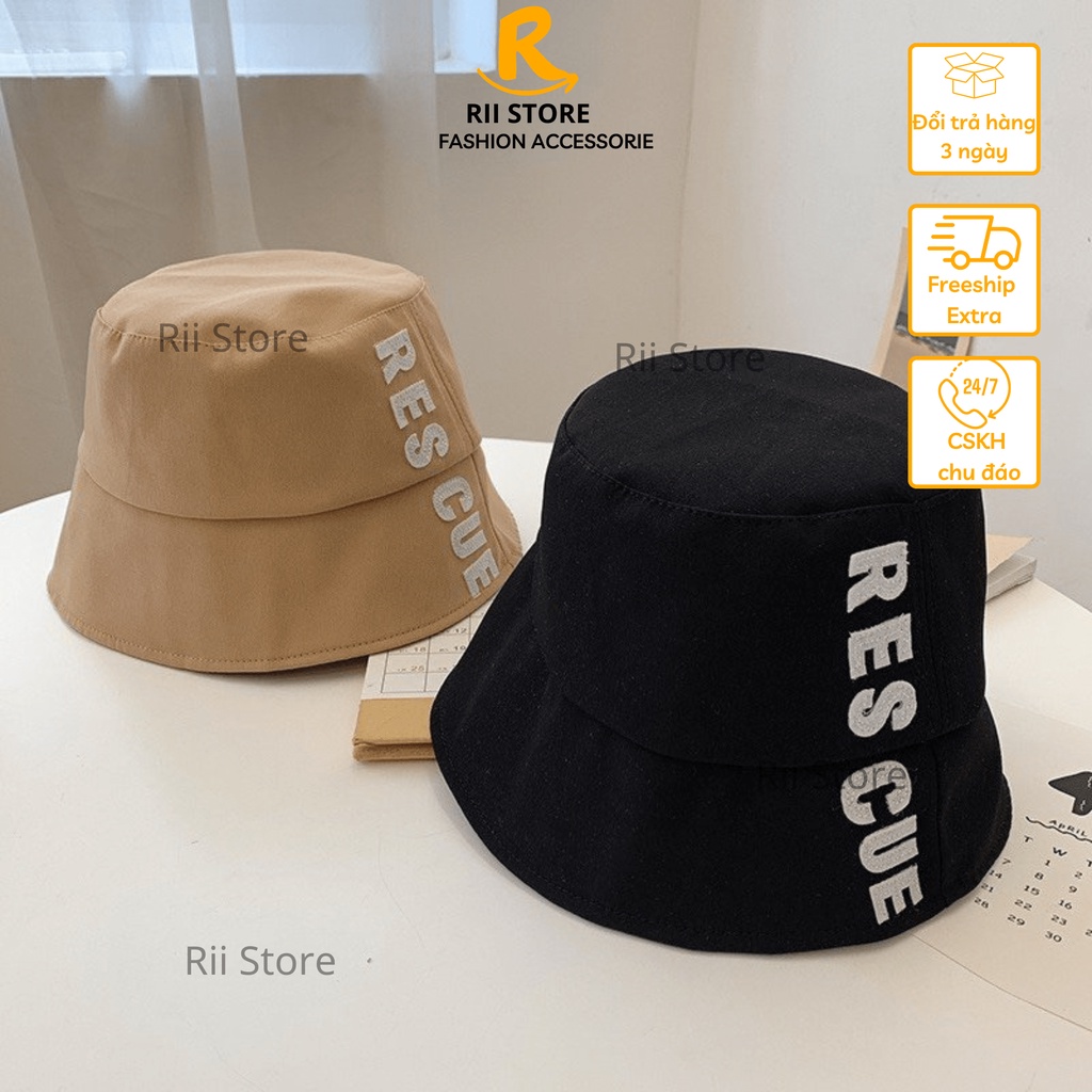 Mũ bucket, nón tai bèo vành cụp RESCUE đa dạng màu sắc Ulzzang form unisex nam nữ