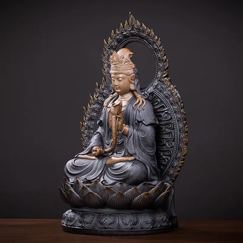 Tượng Đại Thế Chí Bồ Tát gốm Tử Sa - Phật bản mệnh tuổi Ngọ - TỰ THANH QUÁN