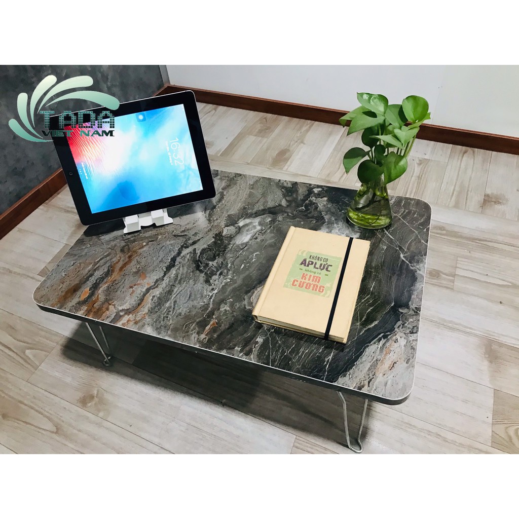 Bàn học gấp gọn thương hiệu TADA, bàn gấp ngồi học trên giường mặt vân đá sang trọng (zp06) | BigBuy360 - bigbuy360.vn