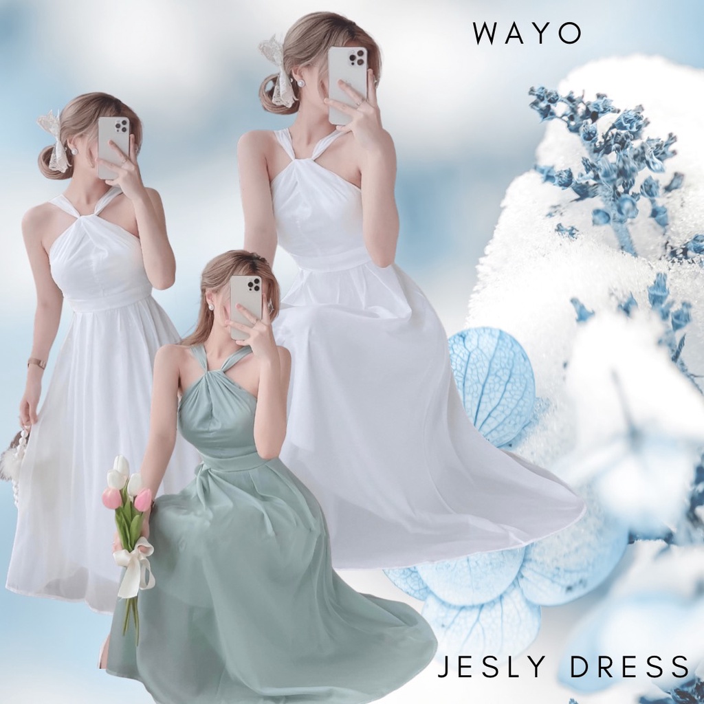 Đầm WAYO cổ yếm 2 màu dạo phố dự tiệc xinh đẹp