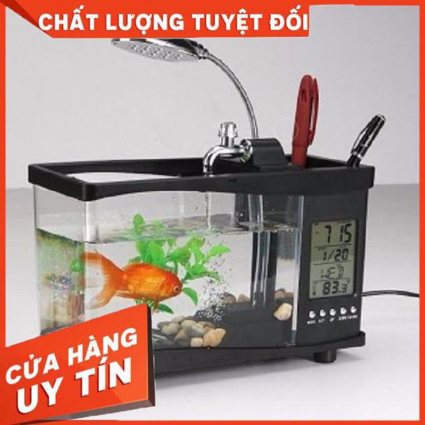 (SỈ = LẺ XẢ KHO, FREE SHIP) Bể Cá Mini Kiêm Đồng Hồ Để Bàn Siêu Dễ Thương Màu Ngẫu Nhiên