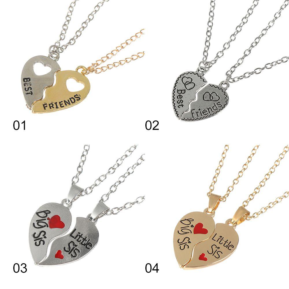 EUTUS Set 2 Dây Chuyền Tình Bạn Mặt Trái Tim Ghép Khắc Chữ Best Friends