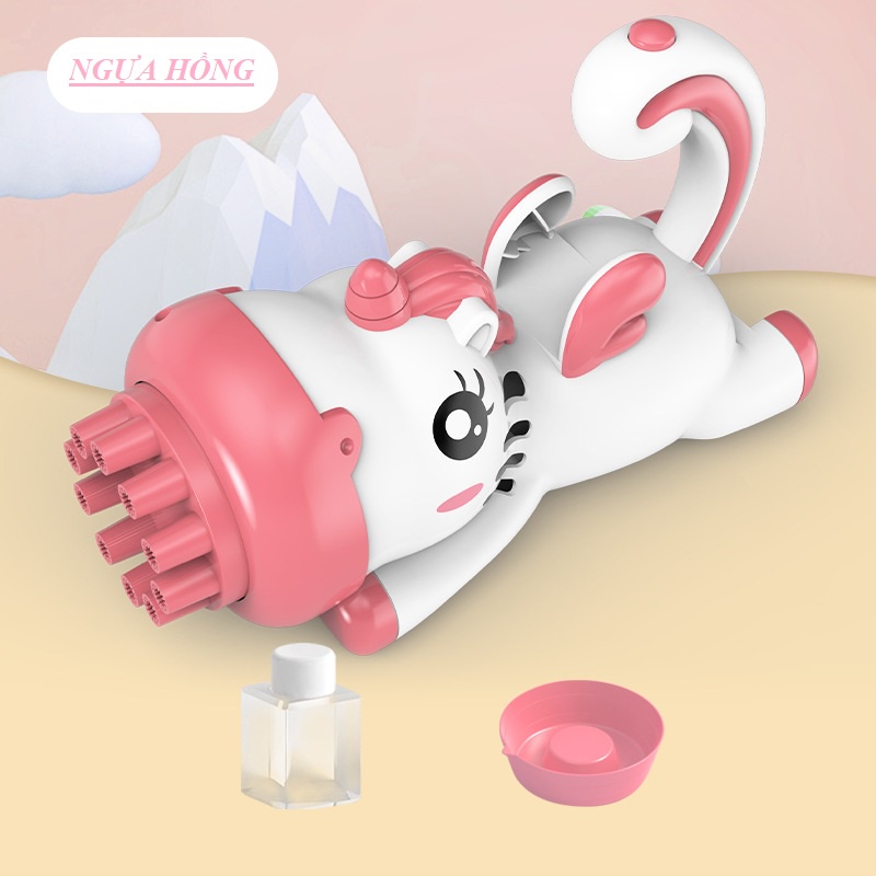 Súng bắn bong bóng, Đồ chơi thổi bong bóng xà phòng 10 nòng hình động vật siêu hot cho trẻ em