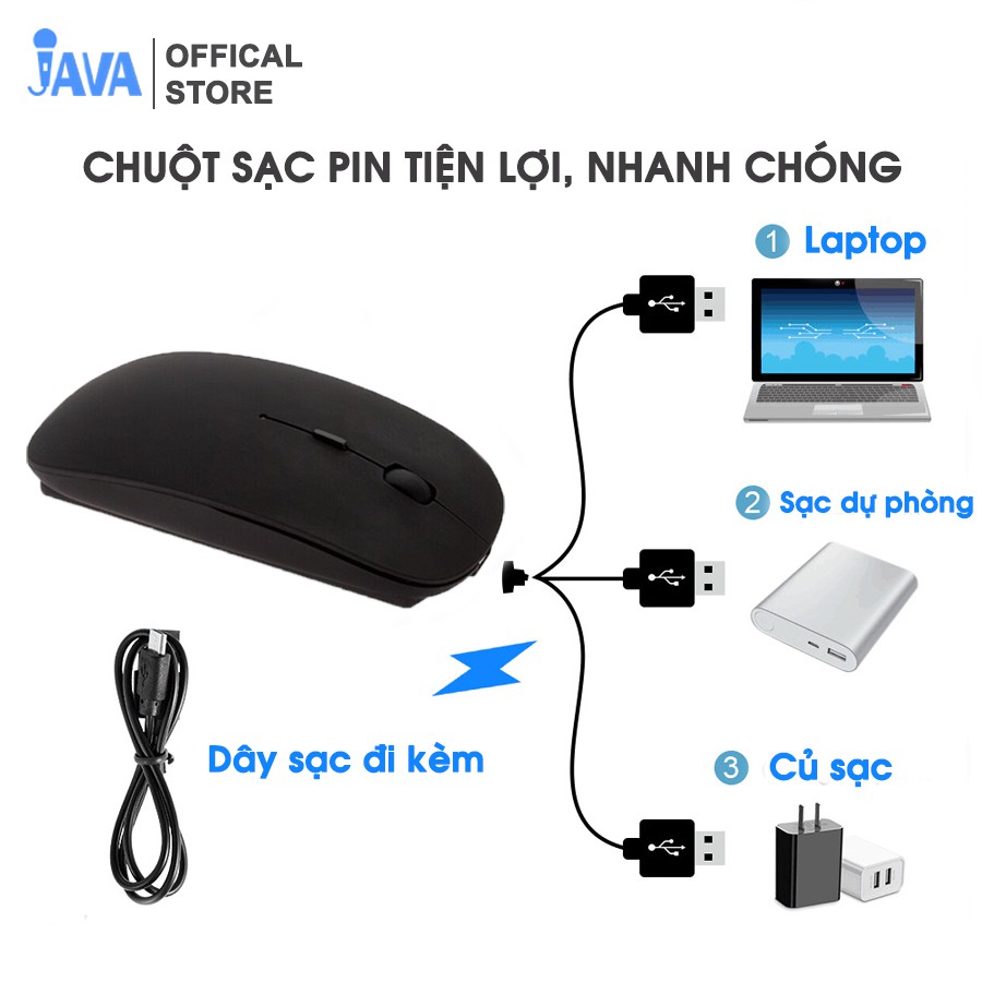 [BLUETOOTH + CHIP USB] Chuột Máy Tính Không Dây Bluetooth và Chip USB sạc pin