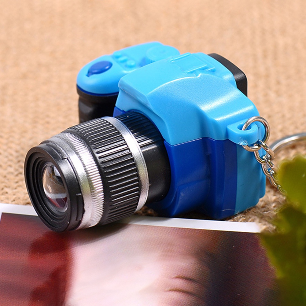 Móc khóa hình máy ảnh mini DSLR có đèn LED kiểu dáng sáng tạo