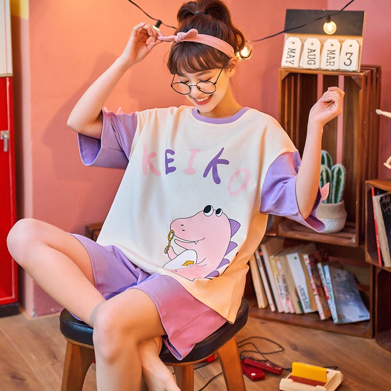 ❤️❤️Bộ đồ ngủ ngắn dáng rộng kiểu Hàn Quốc dễ thương thời trang mùa hè cho nữ | BigBuy360 - bigbuy360.vn