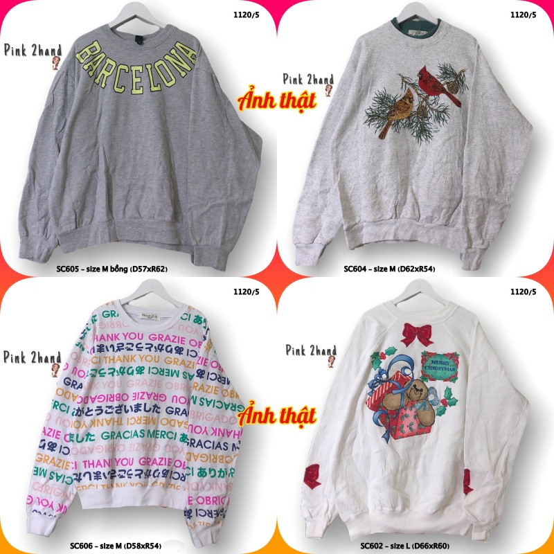 Áo Sweater nữ, nam 2hand, chất dày, size XL/XXL - 1412-2