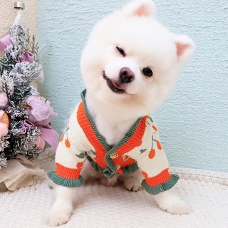 Quần áo thú cưng, áo len cho chó mèo hình cherry